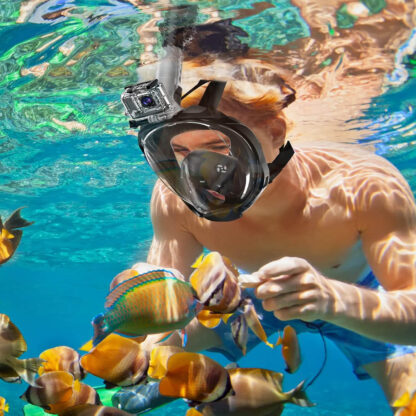 Maska Do Nurkowania Pełnotwarzowa Snorkelingu Pływania Wody Z Rurką L/XL - obrazek 2