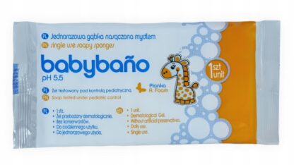 Gąbka Z Mydłem Dla Dzieci Jednorazowa Pediatryczna Higieniczna pH 5.5 - obrazek 2